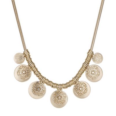 Designer gold filigree disc necklace